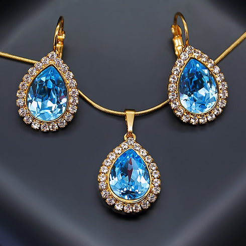 Комплект "Debesu Piliens (Aquamarine Blue)" с кристаллами Swarovski™